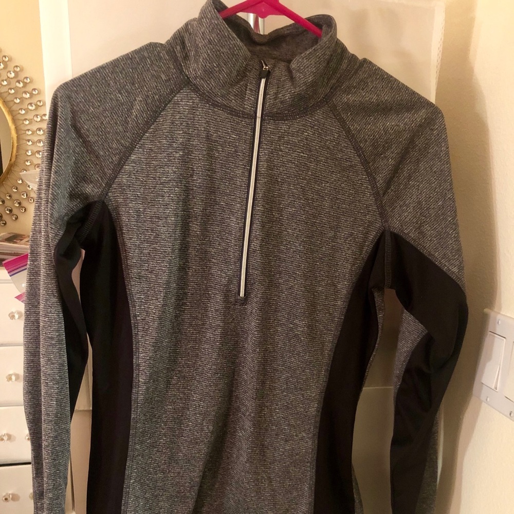 Black and gray activewear zip up